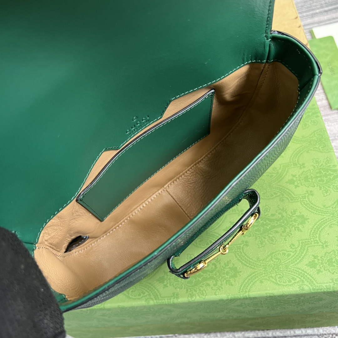 Gucci Horsebit 1955 lizard mini bag 675801 green leather