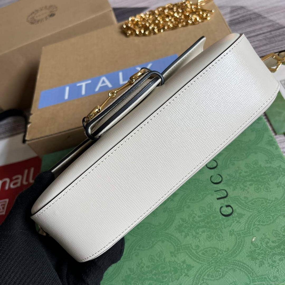 Gucci 735178 Gucci Horsebit 1955 small shoulder bag White