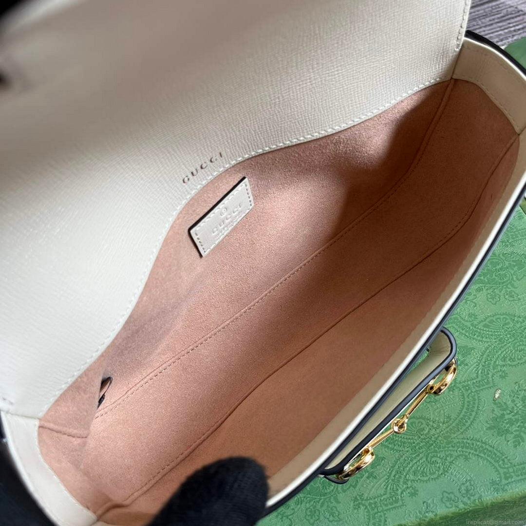 Gucci 735178 Gucci Horsebit 1955 small shoulder bag White