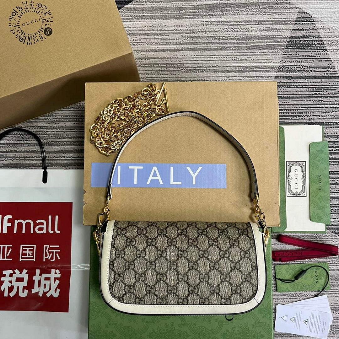 Gucci 735178 Gucci Horsebit 1955 shoulder bag Brown white