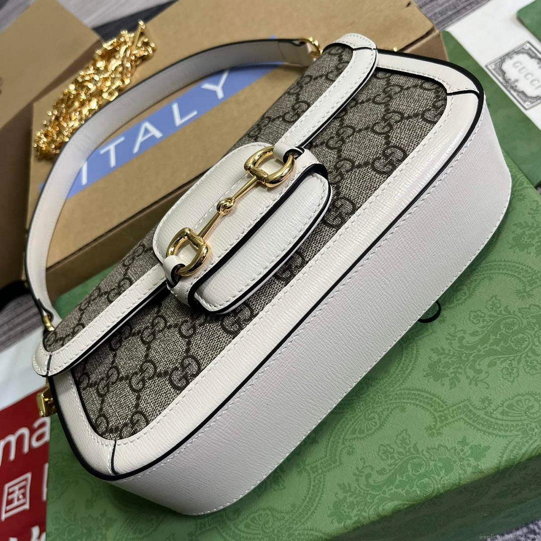 Gucci 735178 Gucci Horsebit 1955 shoulder bag Brown white