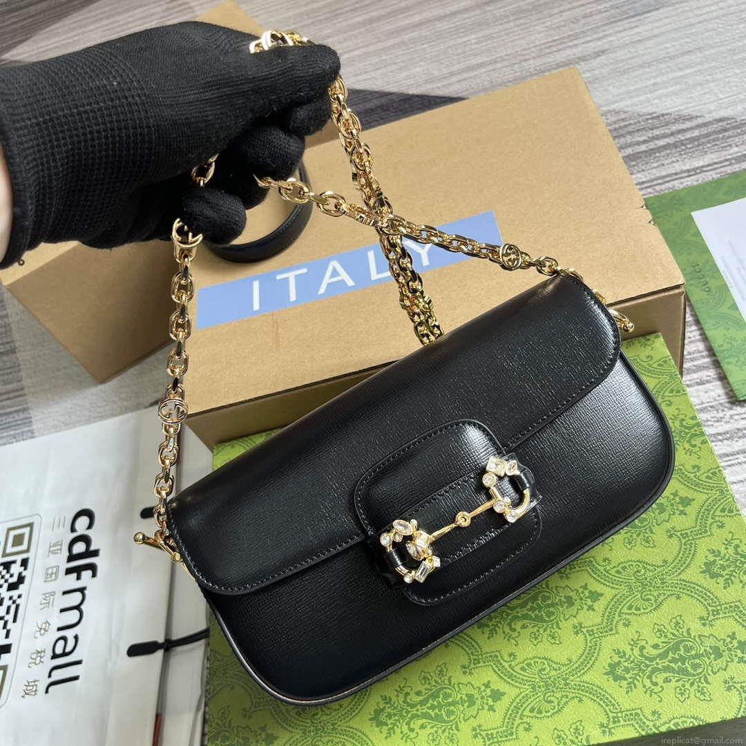 Gucci 735178 Gucci Horsebit 1955 small shoulder bag Black