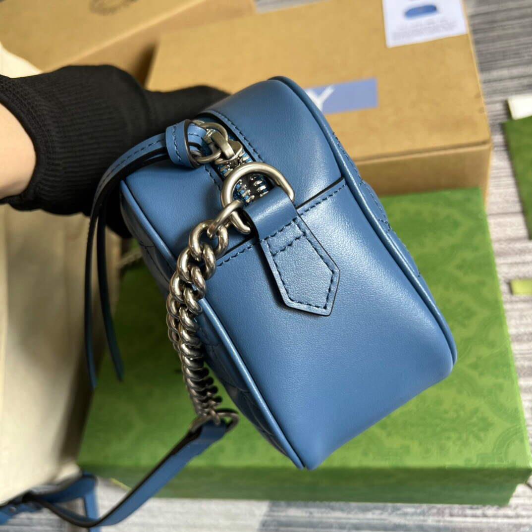 Gucci 447632 GG Marmont Matelassé Shoulder Bag Blue