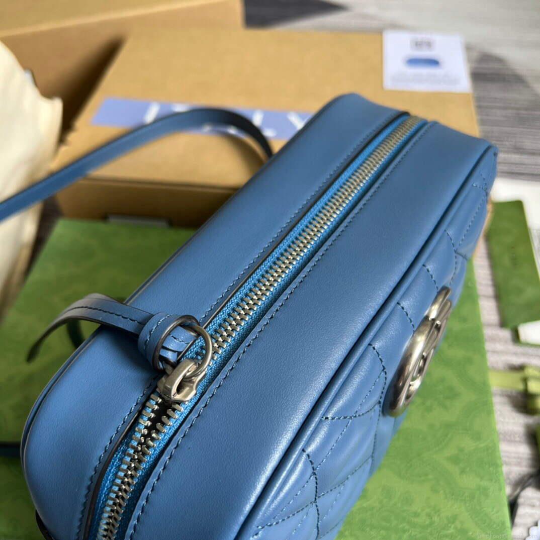 Gucci 447632 GG Marmont Matelassé Shoulder Bag Blue