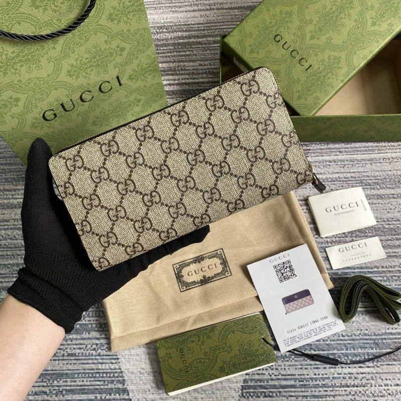 Gucci 456117 GG Marmont Zip Around Wallet Black