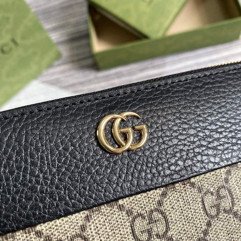Gucci 456117 GG Marmont Zip Around Wallet Black