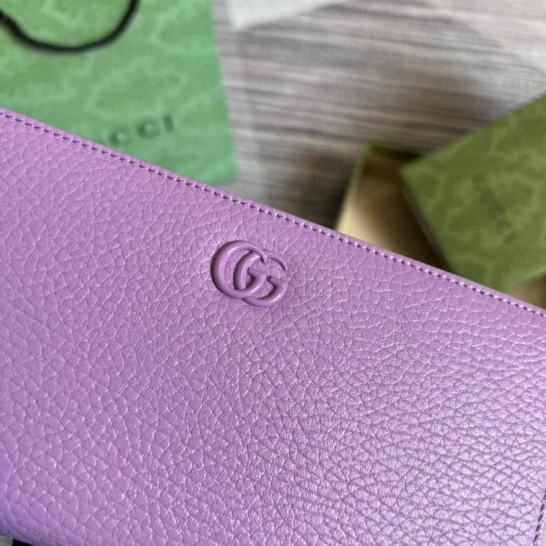 Gucci 456117 GG Marmont Leather Zip Around Wallet Light purle