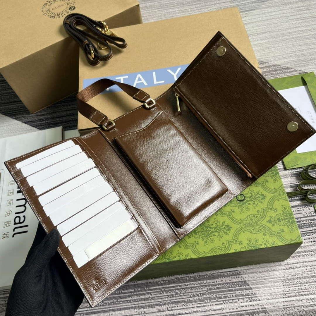 Gucci 724358 GG Top Handle Wallet Brown
