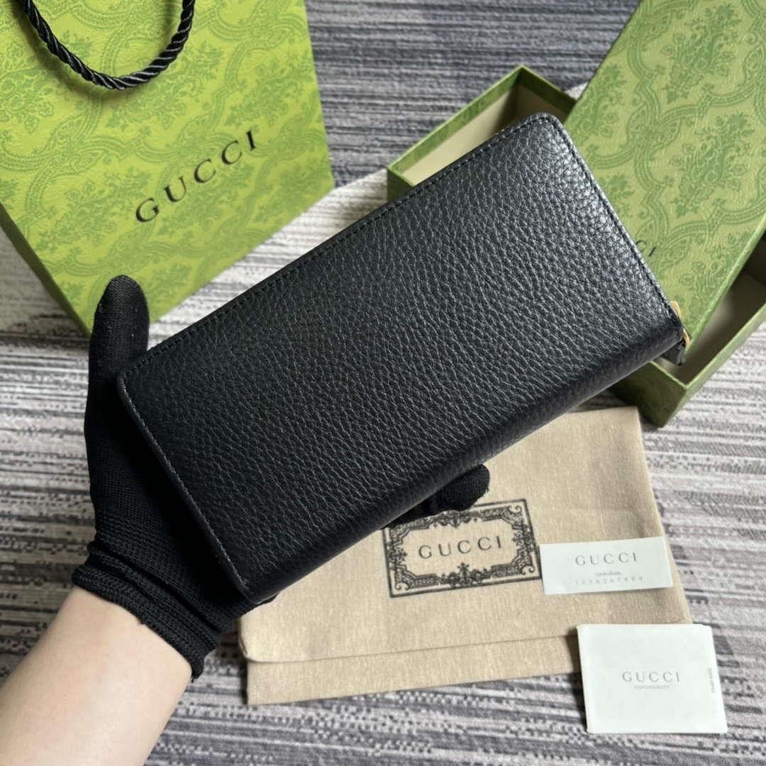 Gucci 750458 Zip wallet with Interlocking G python bow Black