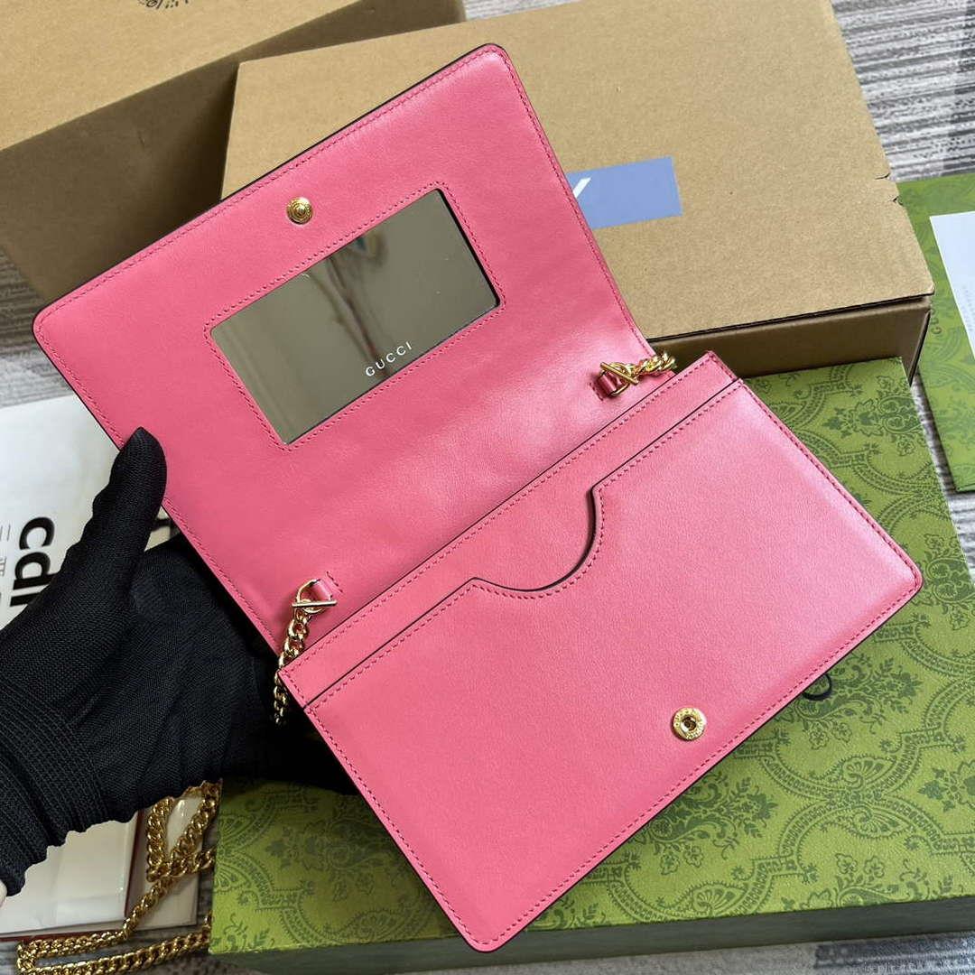 Gucci 723787 GG Matelassé Chain Wallet Rose pink