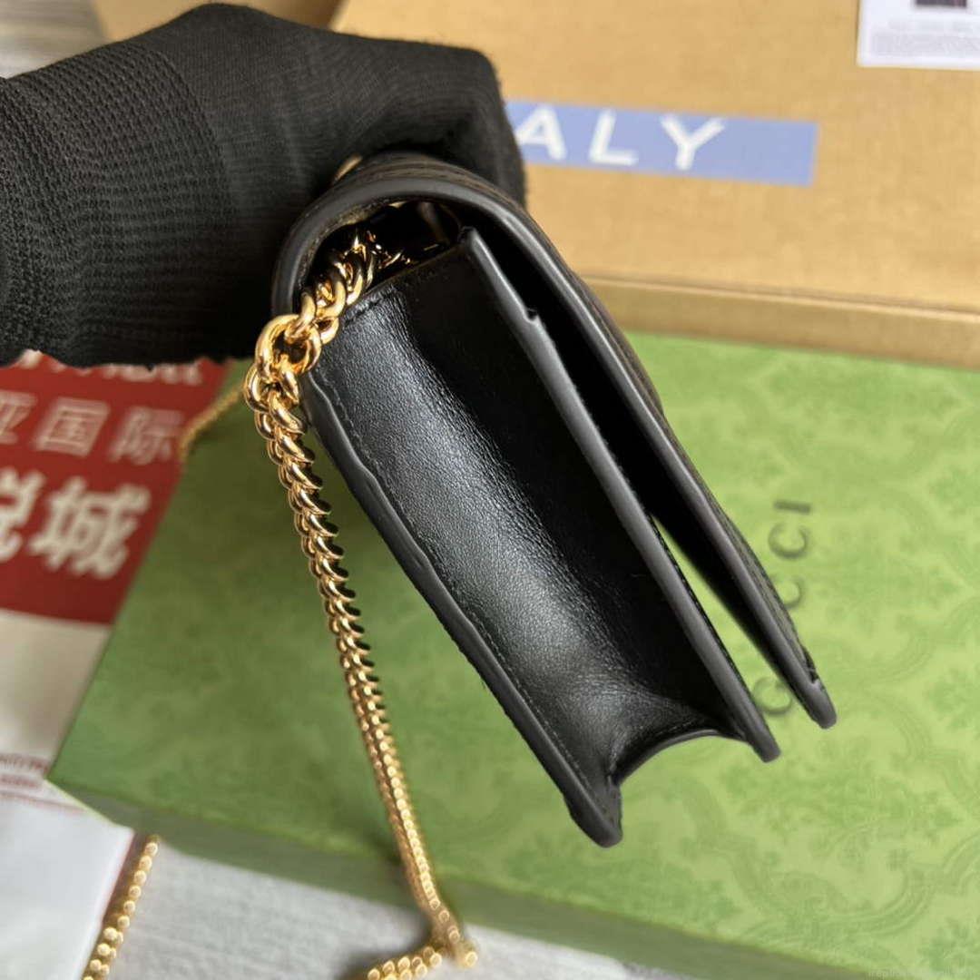 Gucci 723787 GG Matelassé Chain Wallet Black