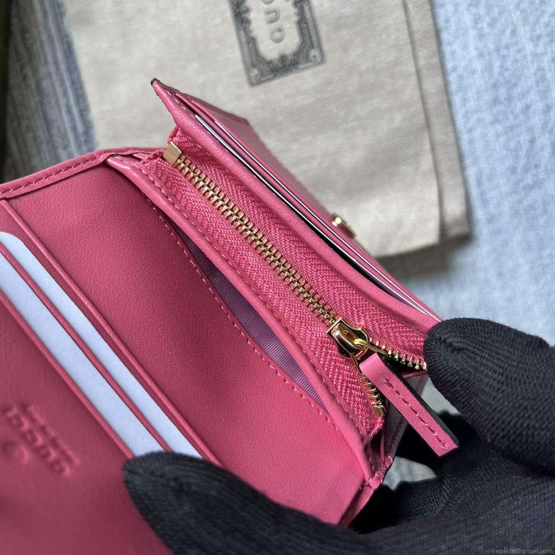 Gucci 723786 GG Matelassé Card Case Wallet Rose pink