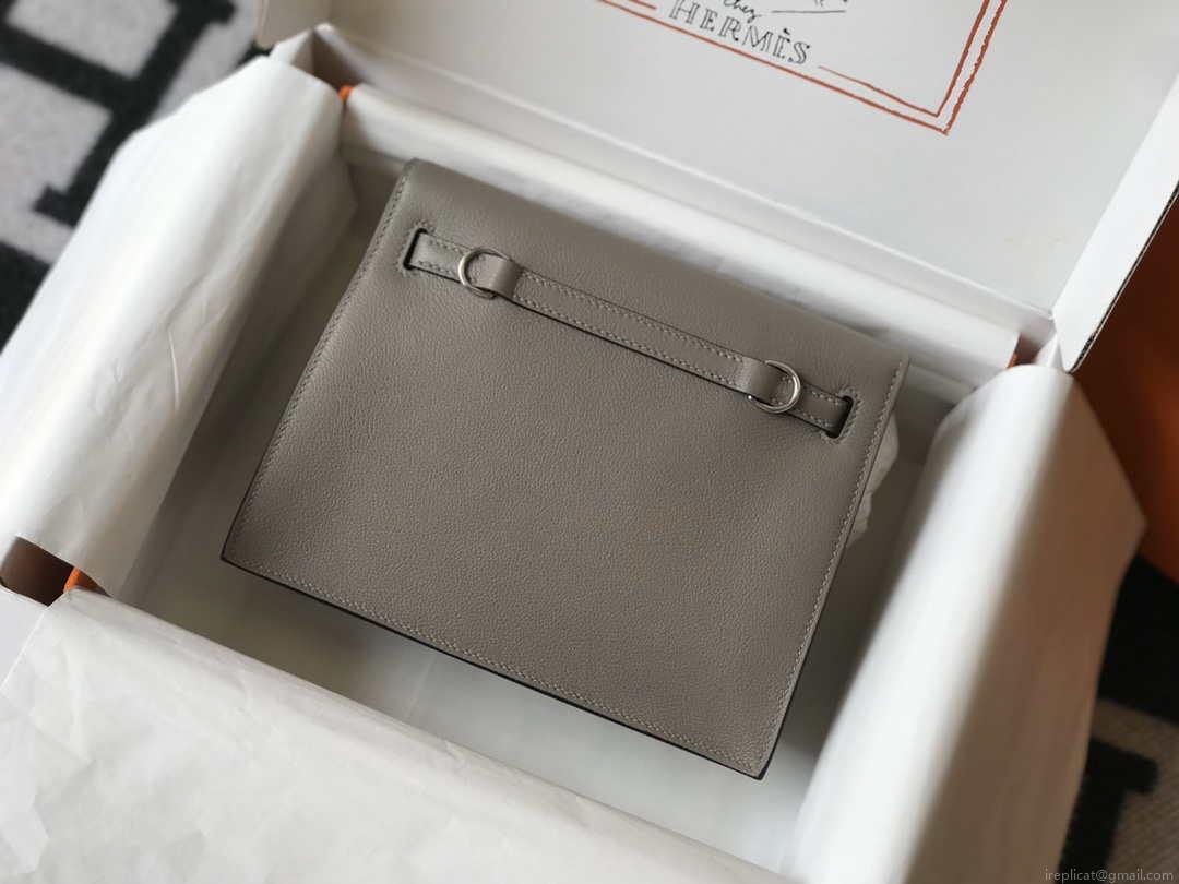 Hermes Kelly Danse 22cm Leather Bag 20363 Gray Sliver
