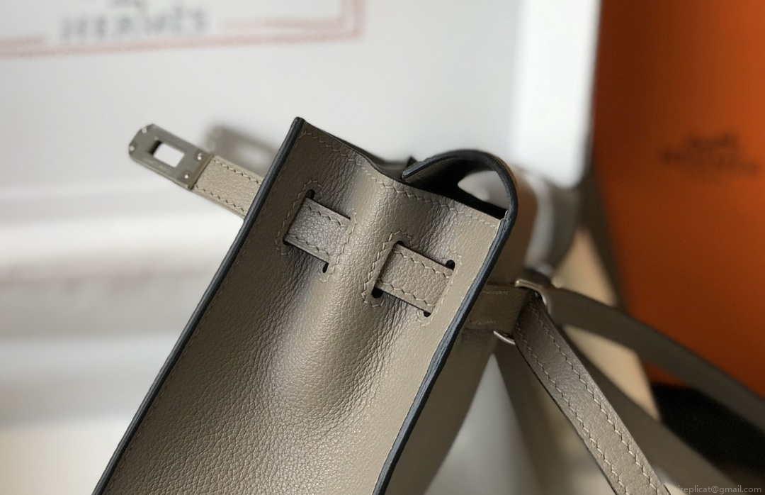 Hermes Kelly Danse 22cm Leather Bag 20363 Gray Sliver