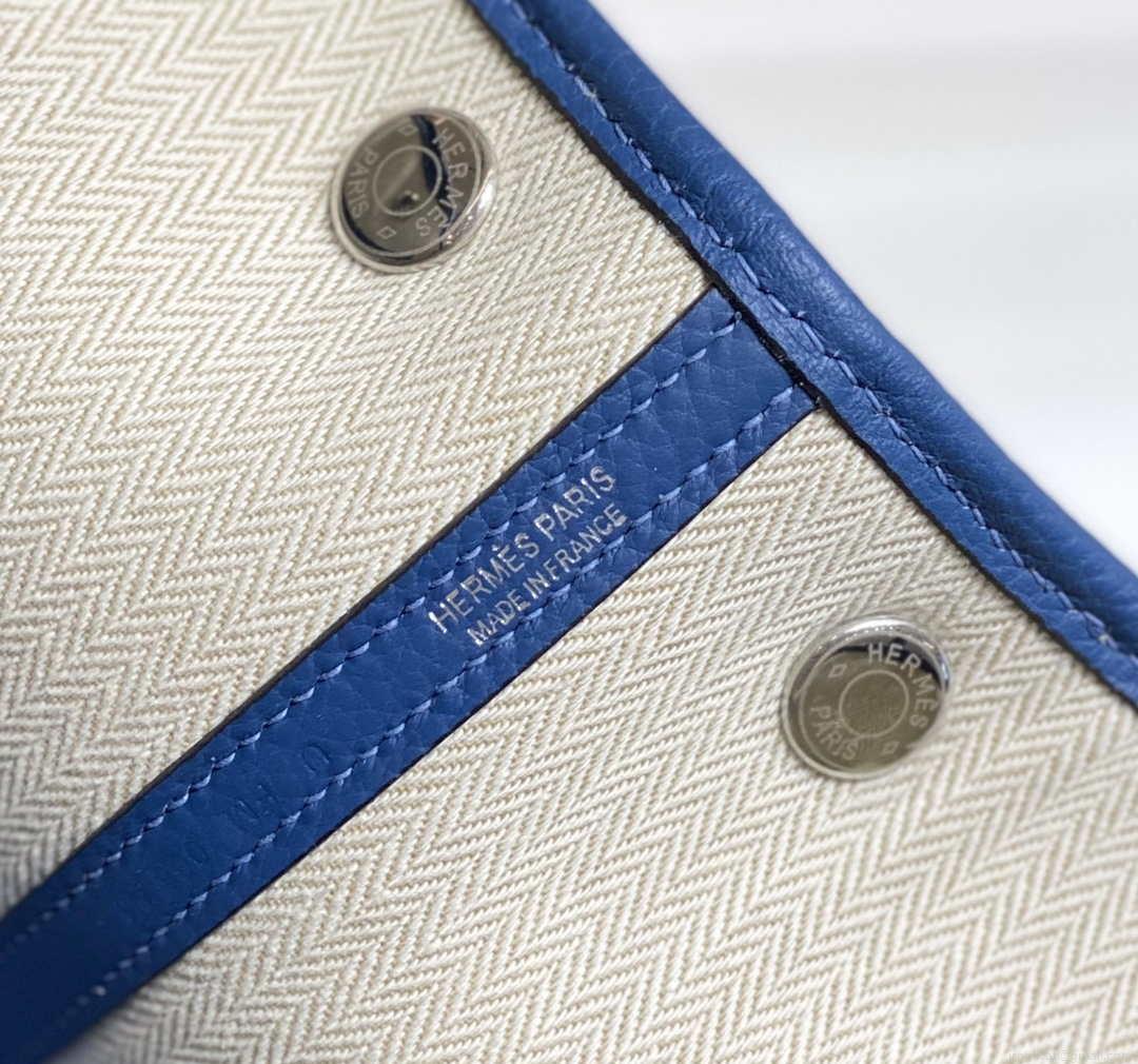 Hermes Blue Clemence Garden Party 30cm Bag H239040