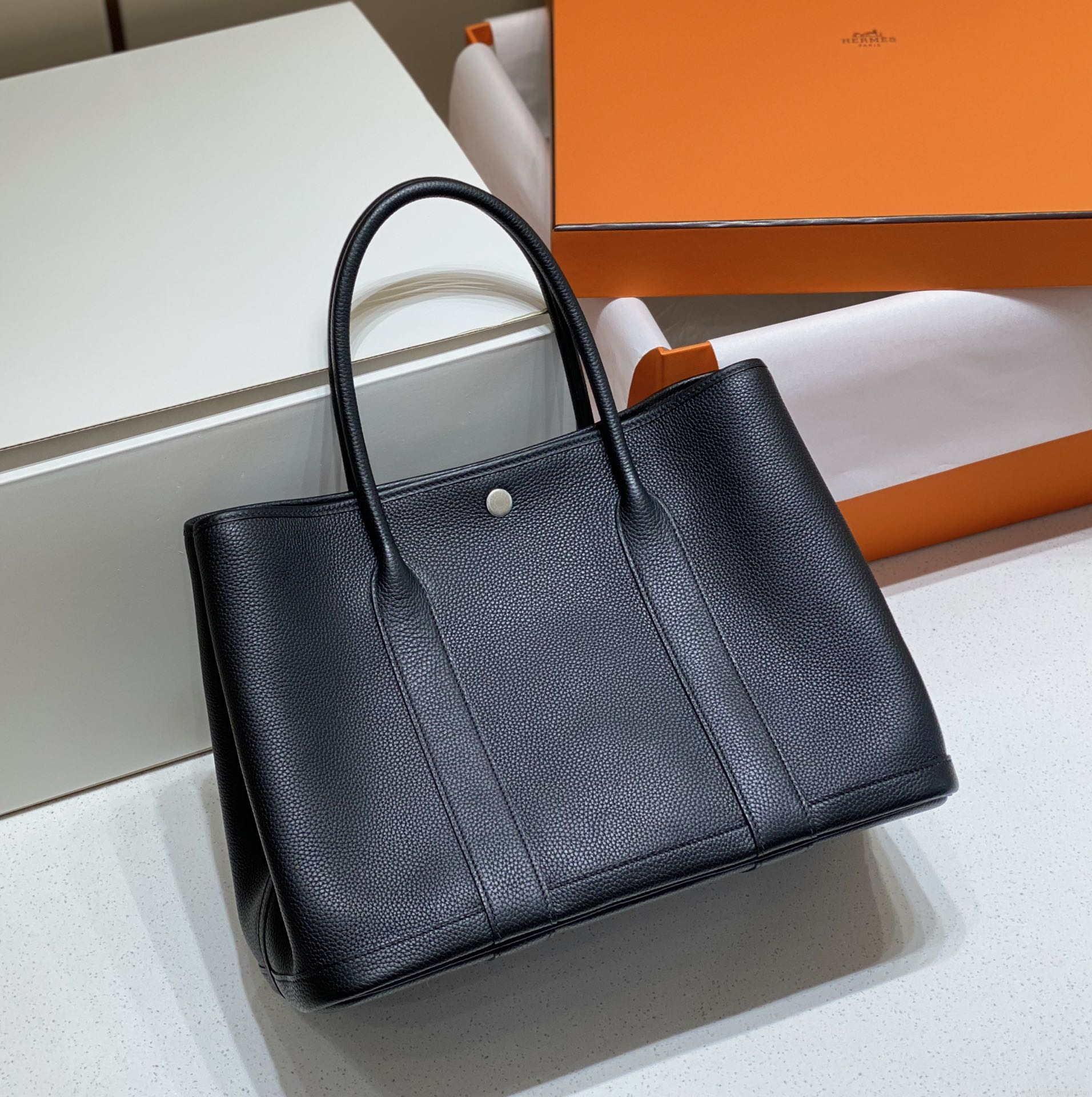 Hermes Black Togo Medium Garden Party 36cm Bag H239055