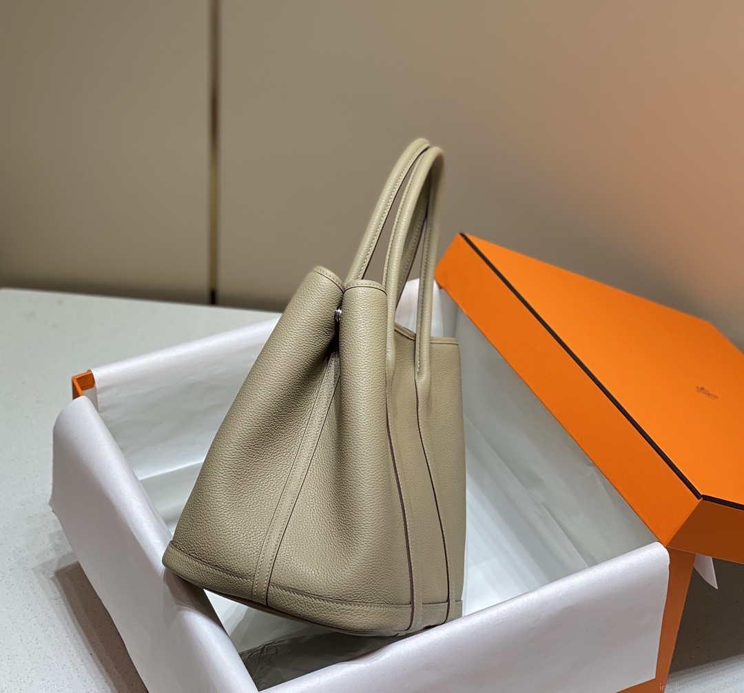 Hermes Light Gray Togo Medium Garden Party 36cm Bag H239056