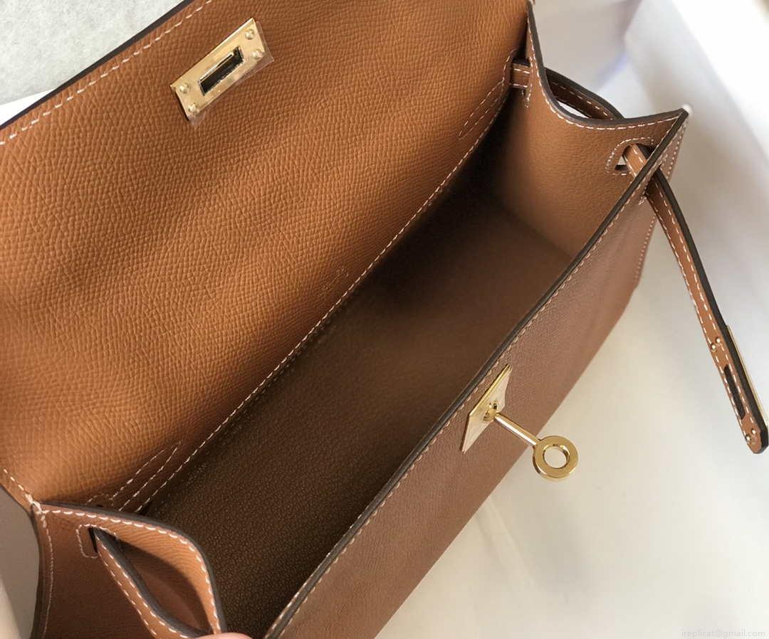 Hermes Mini Kelly Pouchette H230223 Epsom Leather Brown