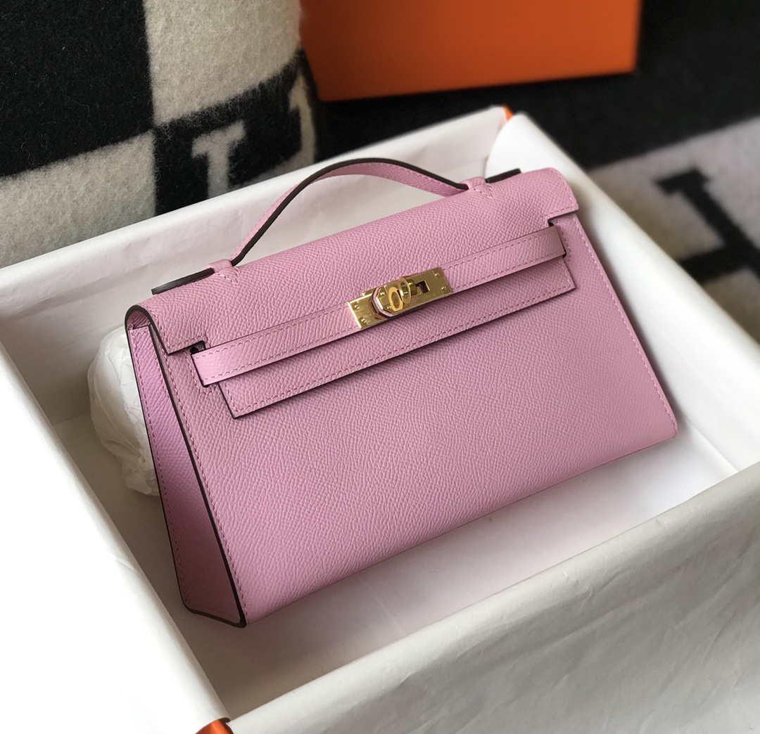 Hermes Mini Kelly Pouchette Epsom Leather H230226 Pink