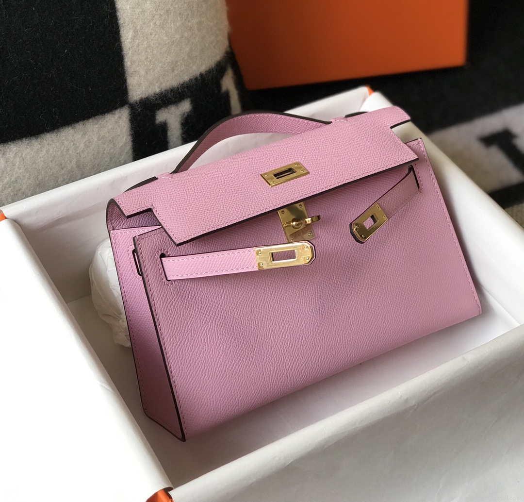 Hermes Mini Kelly Pouchette Epsom Leather H230226 Pink