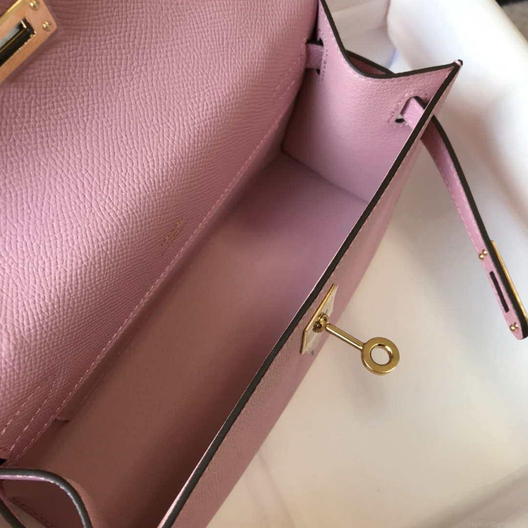 Hermes Mini Kelly Pouchette Epsom Leather H230226 Pink
