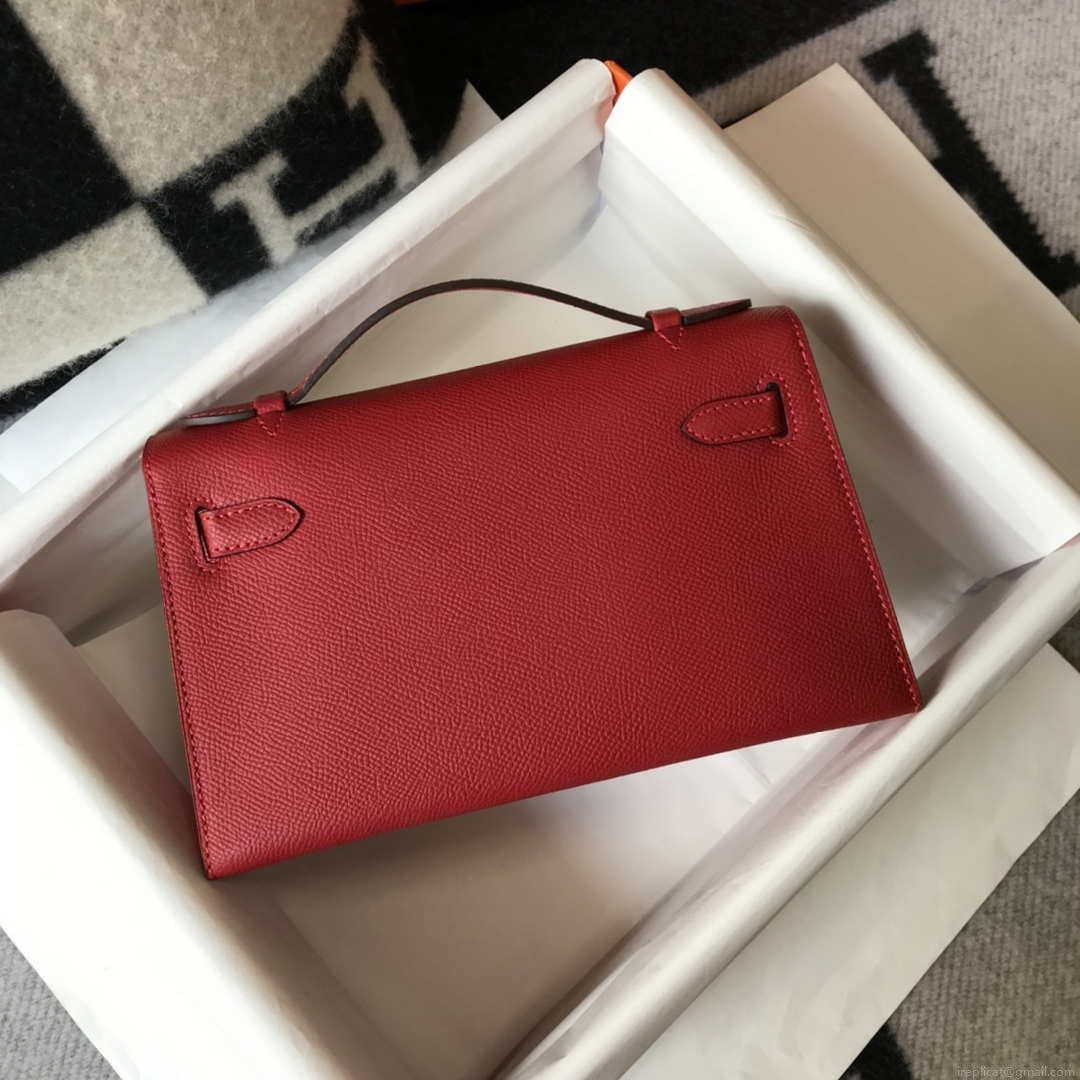 Hermes Mini Kelly Pouchette Epsom Leather H230227 Red
