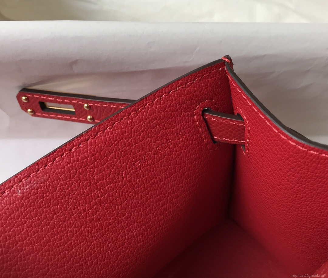 Hermes Mini Kelly Pouchette Epsom Leather H230227 Red