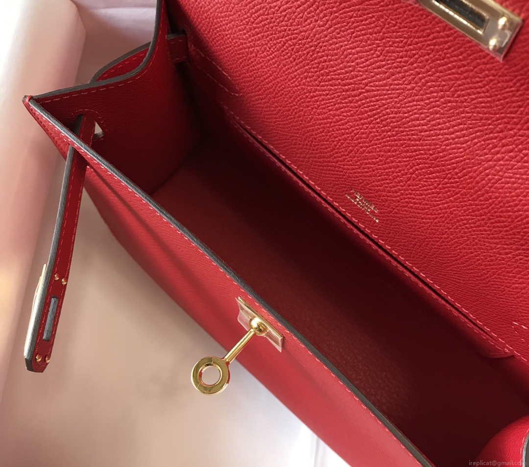 Hermes Mini Kelly Pouchette Epsom Leather H230227 Red
