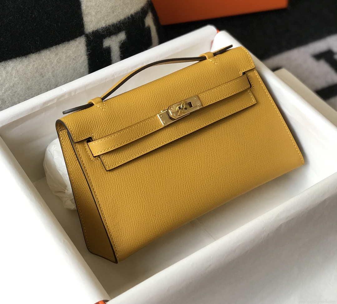 Hermes Mini Kelly Pouchette Epsom Leather H230228 Yellow