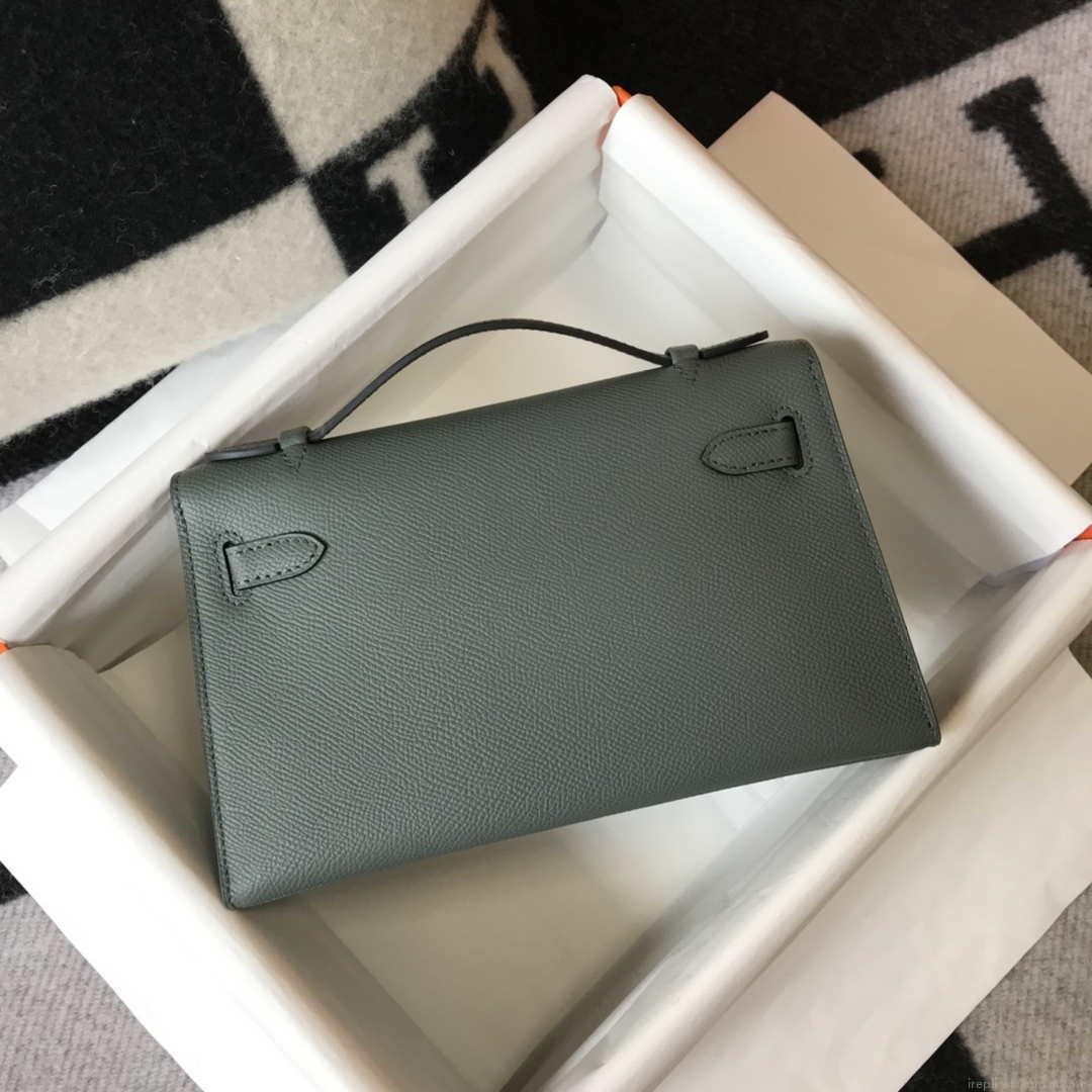 Hermes Mini Kelly Pouchette Epsom Leather H230231 Almond green