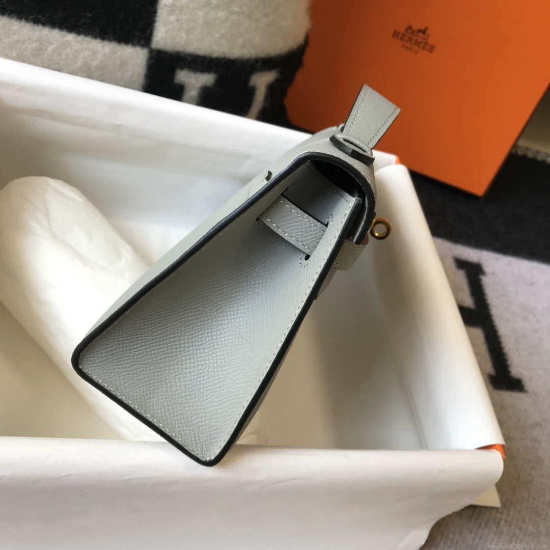 Hermes Mini Kelly Pouchette Epsom Leather H230232 Glacier Blue