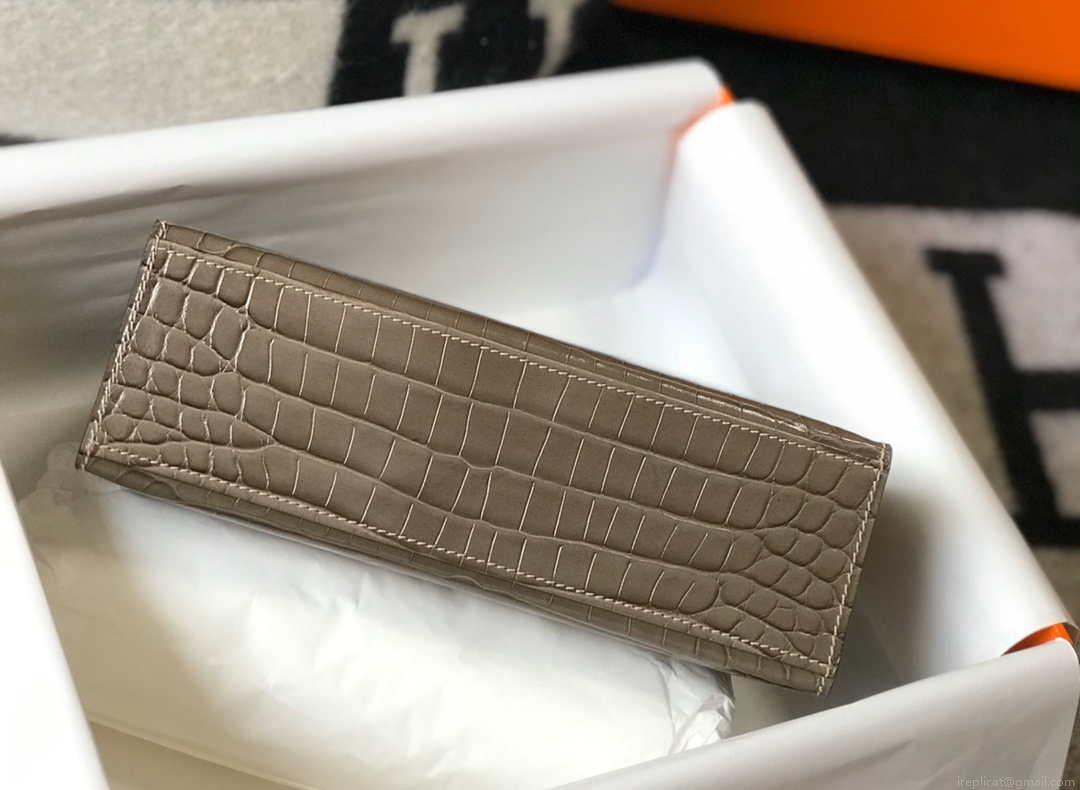 Hermes Mini Kelly Pouchette Crocodile Leather H230237 Oragano