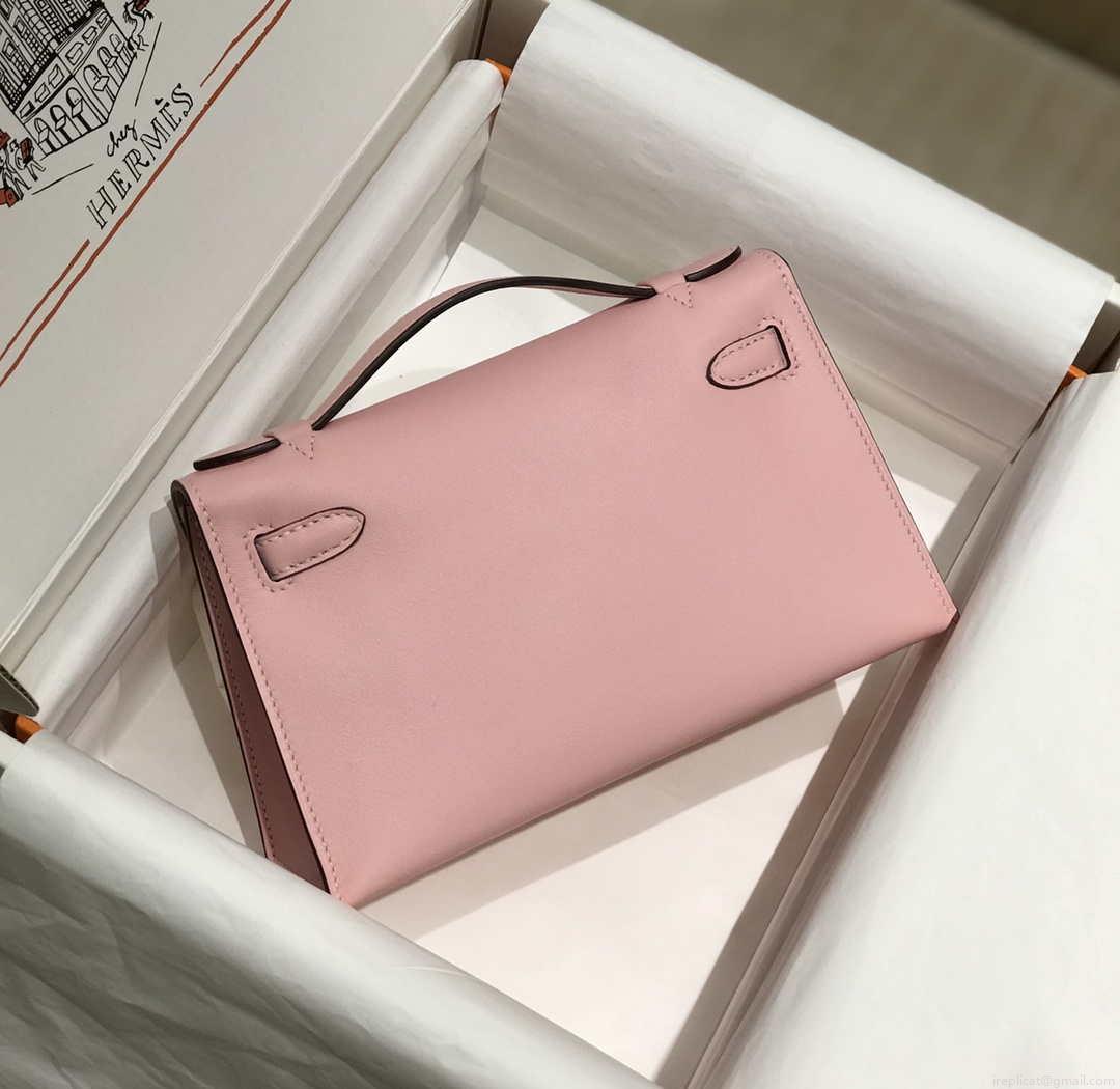 Hermes Kelly Pouchette Swift Leather clutch bag Gold H230251