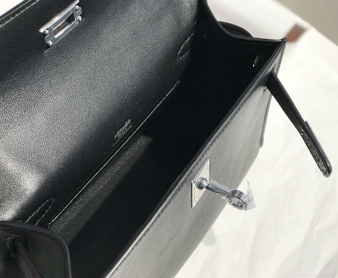 Hermes Kelly Pouchette Swift Leather clutch bag Silver H230258