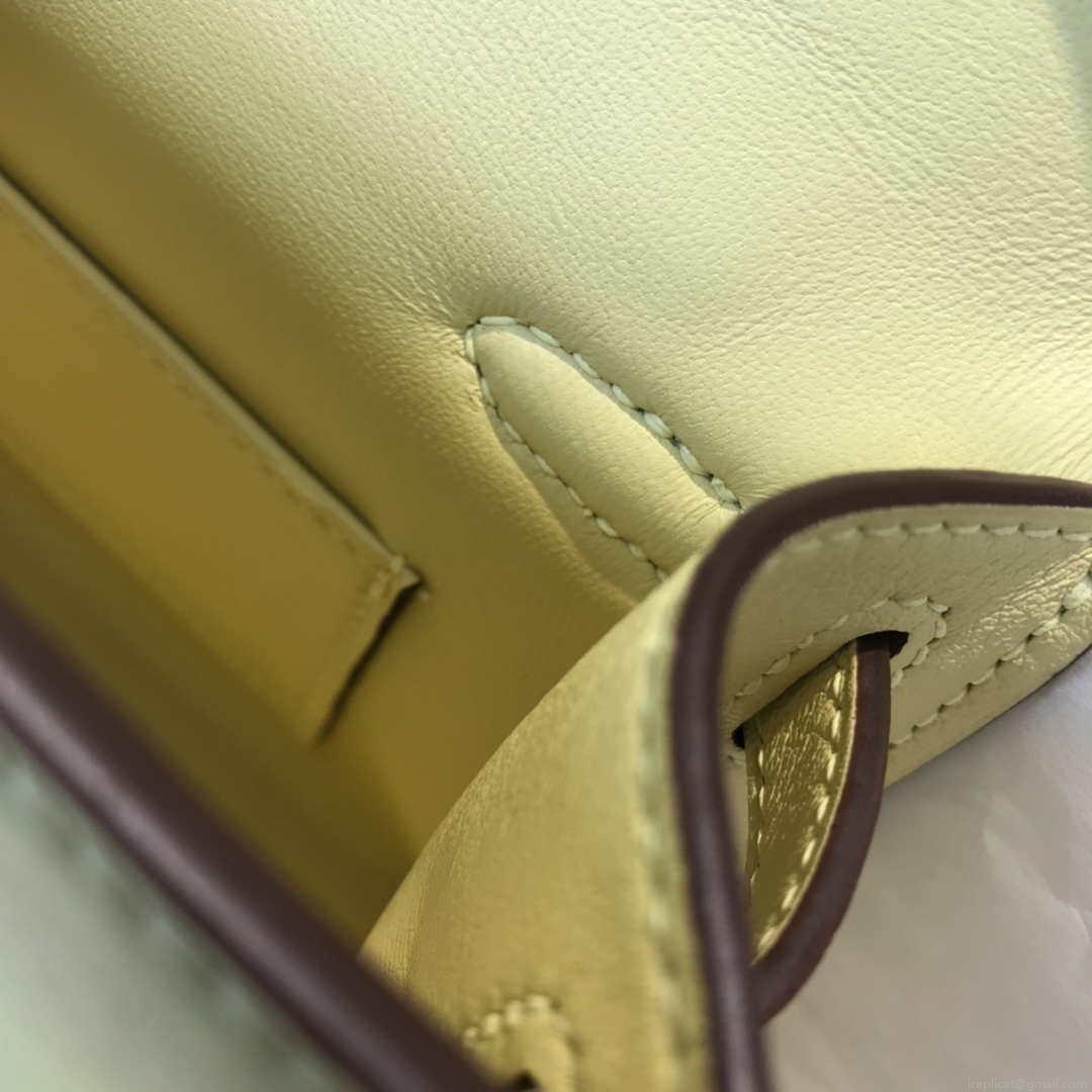 Hermes Kelly Pouchette Swift Leather clutch bag Silver H230260