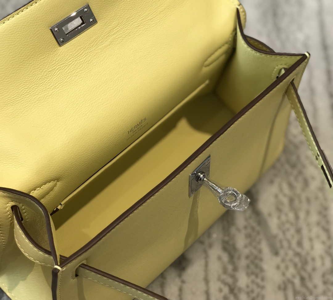 Hermes Kelly Pouchette Swift Leather clutch bag Silver H230260