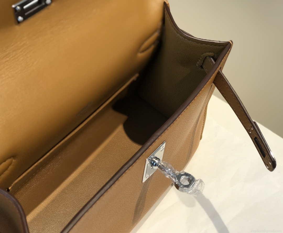 Hermes Kelly Pouchette Swift Leather clutch bag Silver H230264