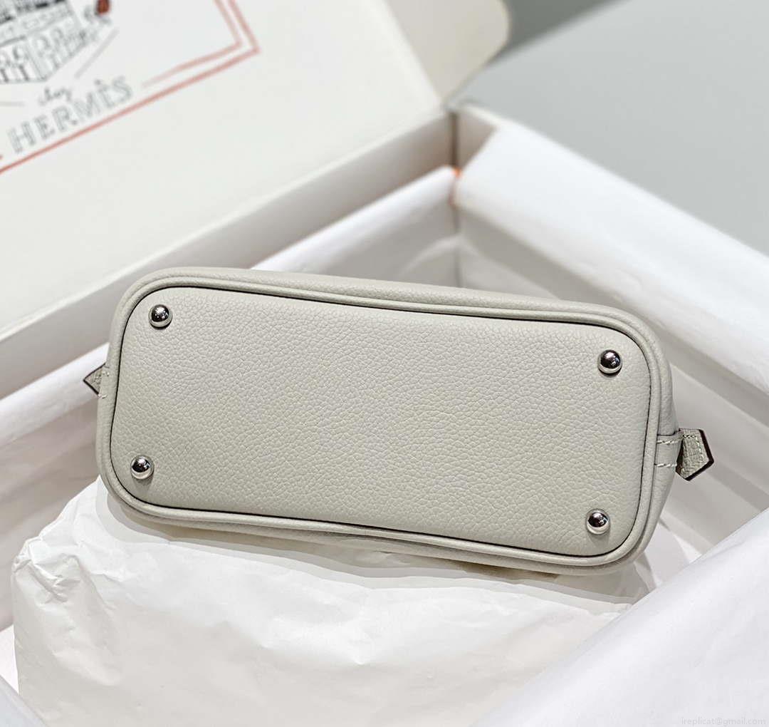 Hermes 316419 Bolide 1923 Mini Leather Bag pearl Gray H900967