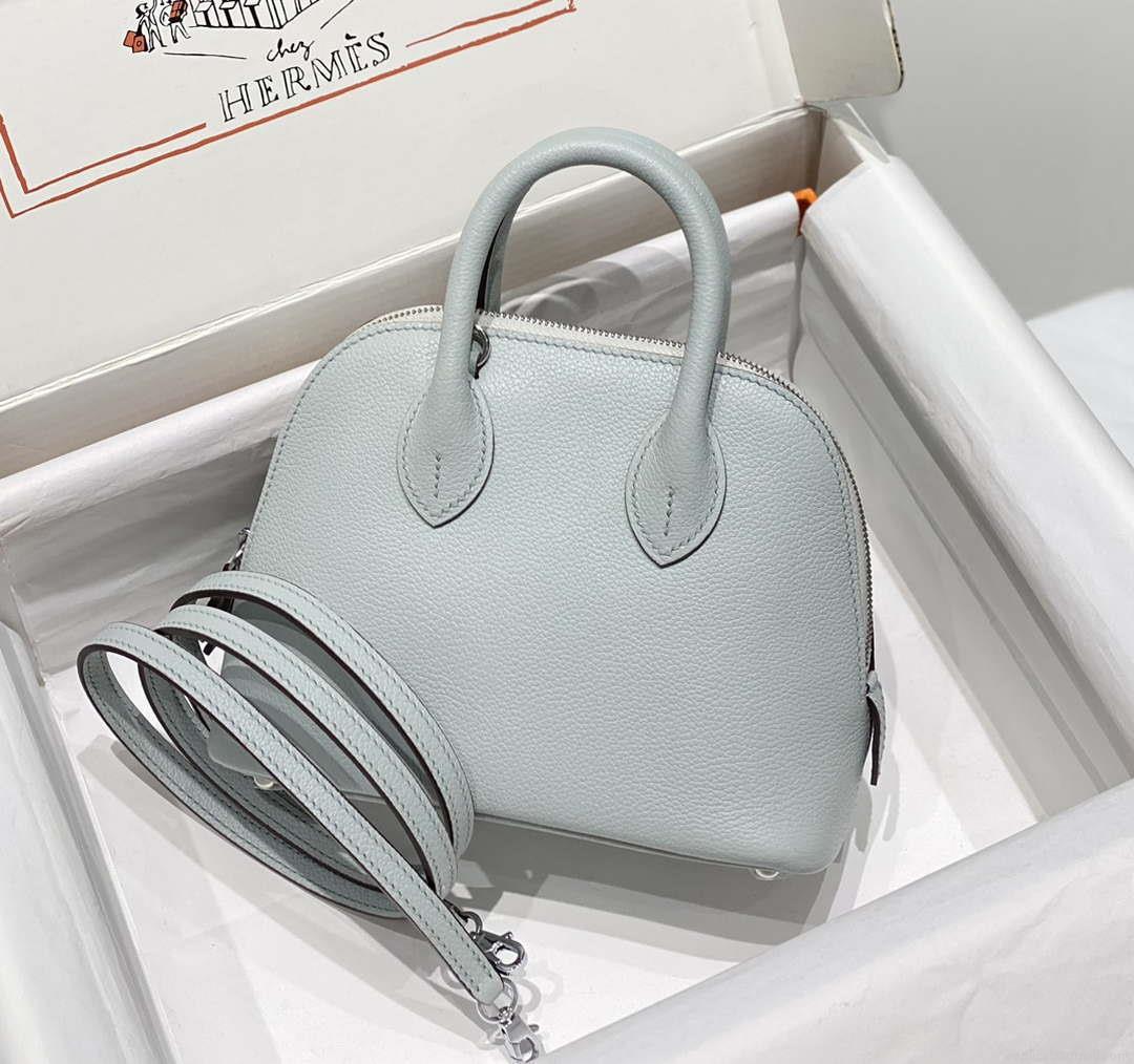 Hermes 316419 Bolide 1923 Mini Leather Bag Holy Grail Blue H900968