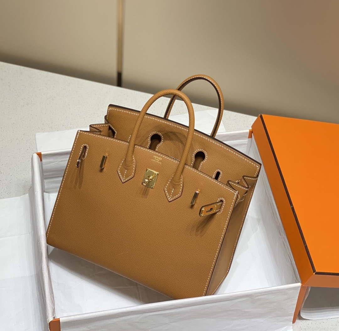Hermes Birkin Designer Tote Bag Epsom Leather 28371 Golden brown