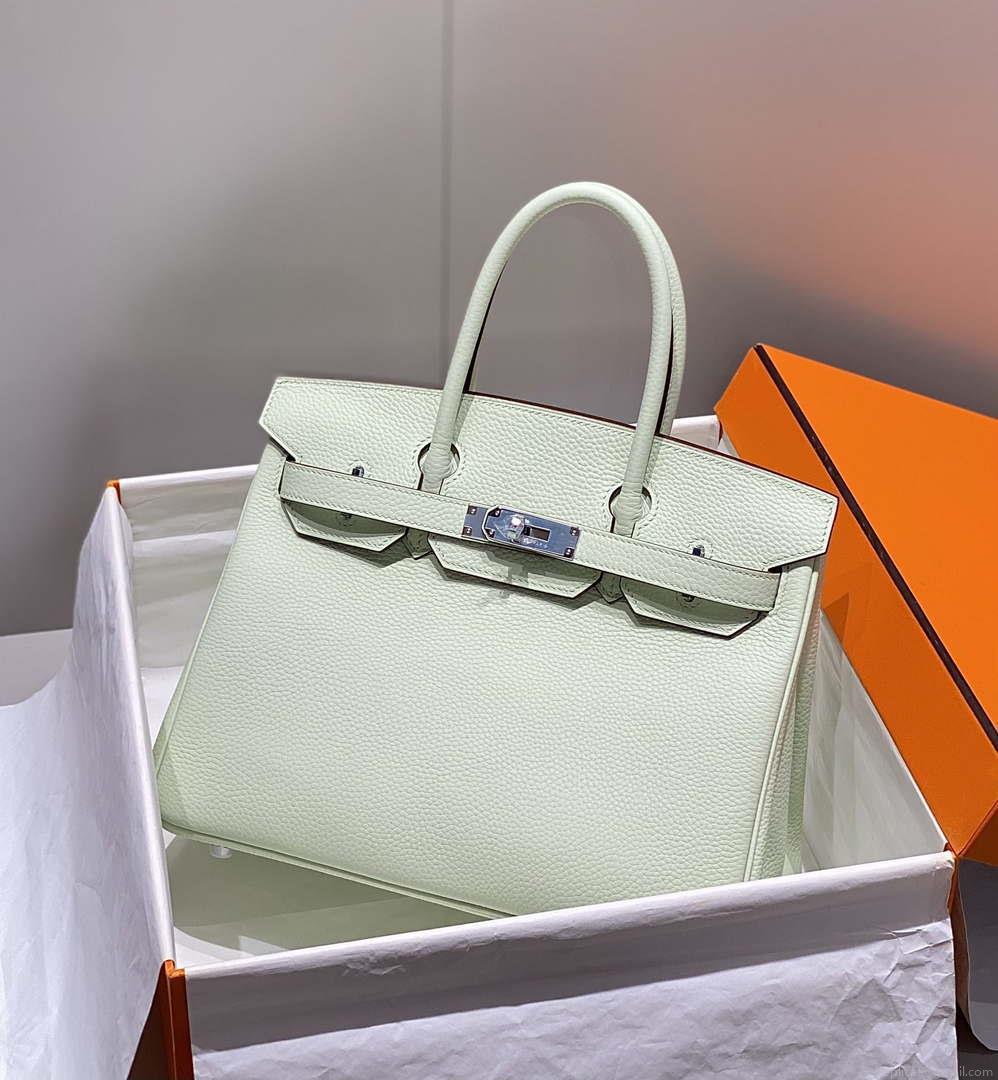Hermes Birkin Designer Tote Bag Togo Leather 28565 bubble green
