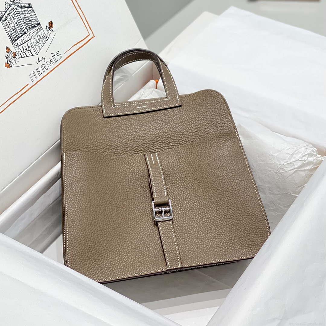 Hermes halzan 25 clemence stamp B Silver H98803