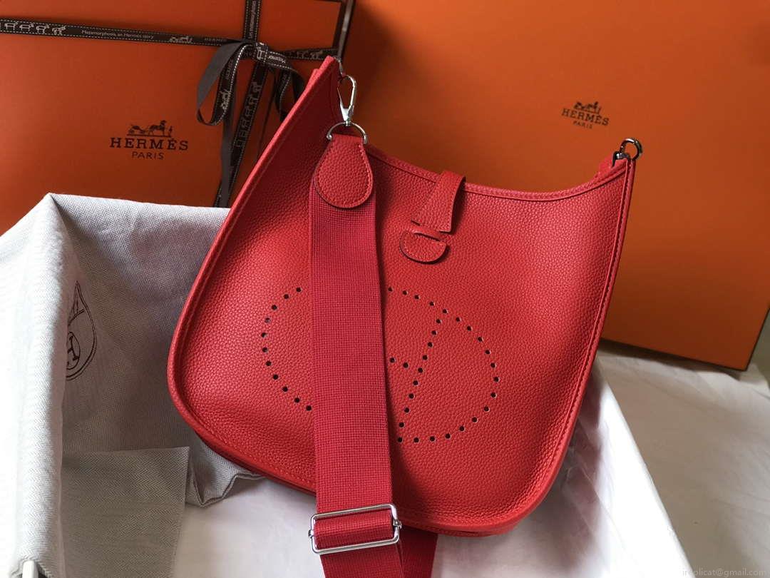 Hermes Evelyne III 29 bag Designer Hermes Shoulder Bag 204851 Red Silver