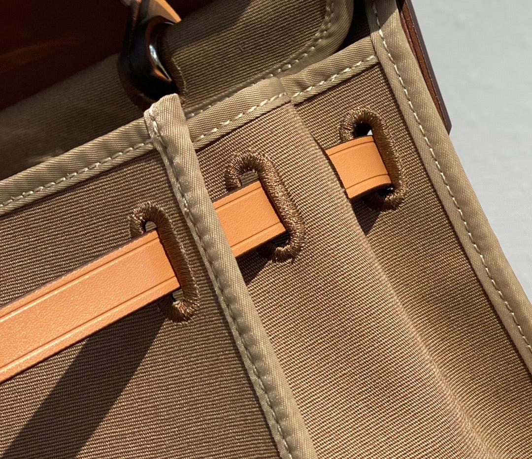 Hermes H082835CKAC Herbag Zip 31 Bag in Black Hunter Leather and Canvas H60036