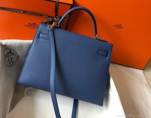 Hermes Sellier Kelly 28cm of Epsom Leather Bag 20338 Blue