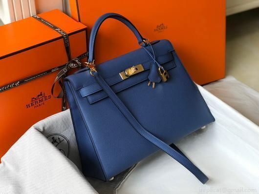 Hermes Sellier Kelly 28cm of Epsom Leather Bag 20338 Blue