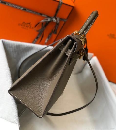 Hermes Sellier Kelly 28cm of Epsom Leather Bag 20337 Dark Gray