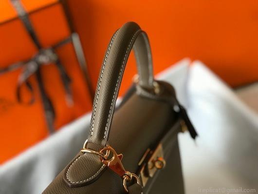 Hermes Sellier Kelly 28cm of Epsom Leather Bag 20337 Dark Gray