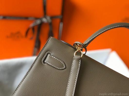 Hermes Sellier Kelly 28cm of Epsom Leather Bag 20337 Dark Gray