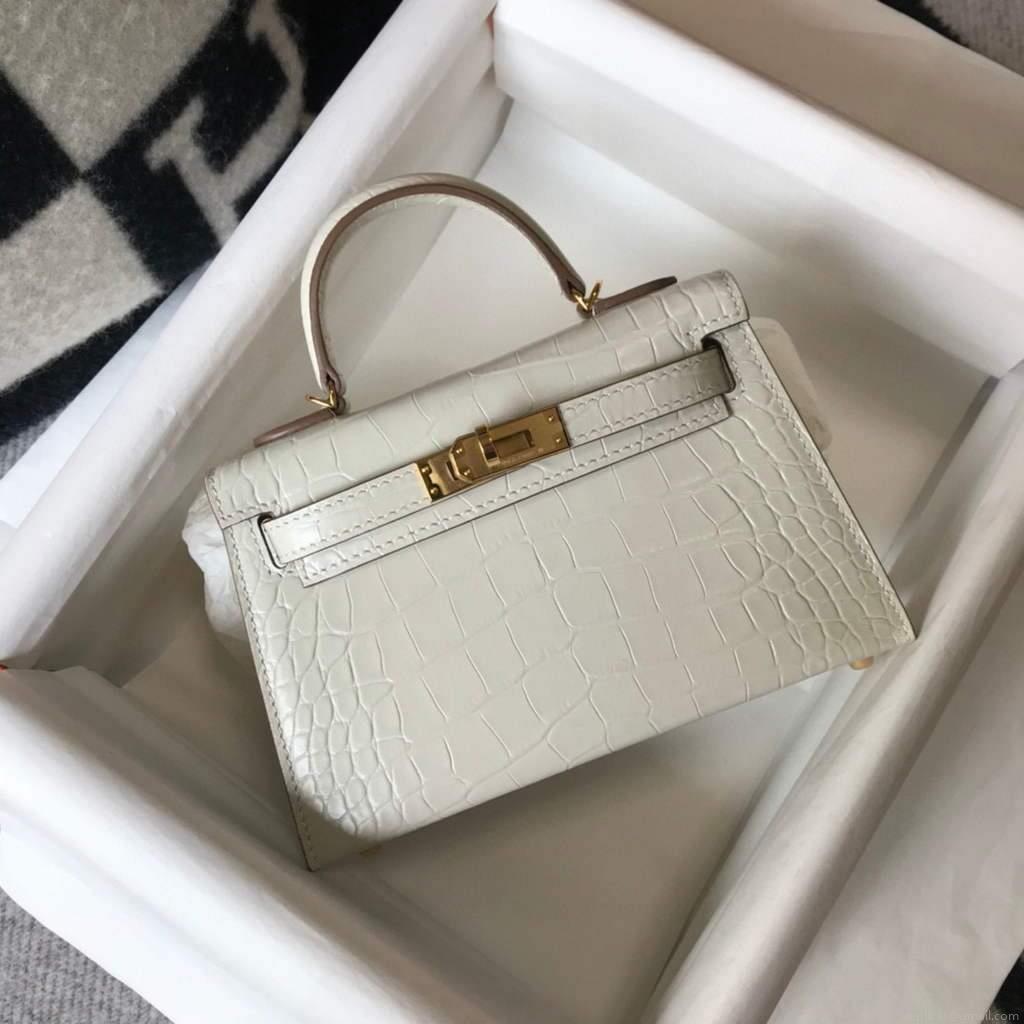 Hermes Kelly Bag Designer Hermes 19CM Shoulder Mini Bag Beige 20453